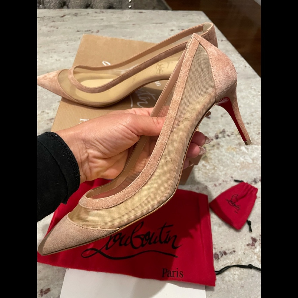 SOLD Christian Louboutin Galativi 70 nude mesh heels 38 - Picture 9 of 12
